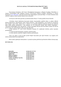 01.10.2014 Öğr ÜYESİ İLANI - Mustafa Kemal Üniversitesi