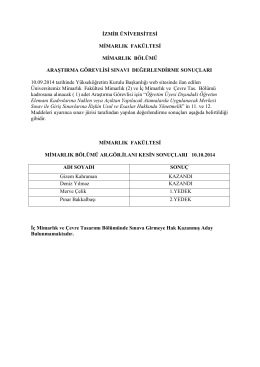 izmir üniversitesi mimarlık fakültesi mimarlık bölümü araştırma