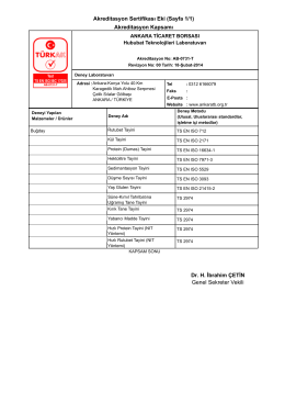 Akreditasyon Sertifikası Eki (Sayfa 1/1) Akreditasyon Kapsamı Dr. H