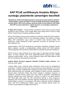 Anadolu Bilişim SAP PCoE Sertifikasını Yeniledi