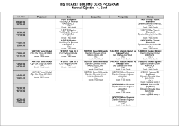 DIŞ TICARET BÖLÜMÜ DERS PROGRAMI Normal Öğretim