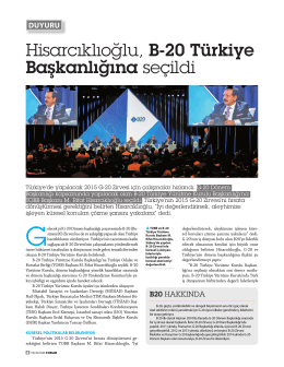 Hisarcıklıoğlu, B-20 Türkiye Başkanlığına seçildi