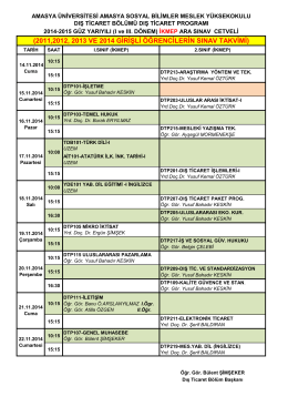 2011,2012, 2013 ve 2014 girişli öğrencilerin sınav takvimi