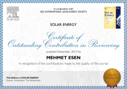MEHMET ESEN The Editors of SOLAR ENERGY