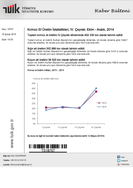 Kırmızı Et Üretim İstatistikleri-(IV. Çeyrek: Ekim - Aralık, 2014