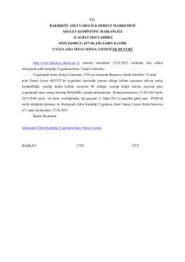 sözleşmeli zabıt katipliği uygulama sınav sonuç ek ilanı 27.02.2015