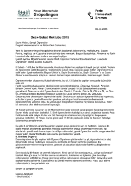 Freie Hansestadt Bremen Ocak-Subat Mektubu 2015