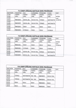 Haftalık Ders Programı