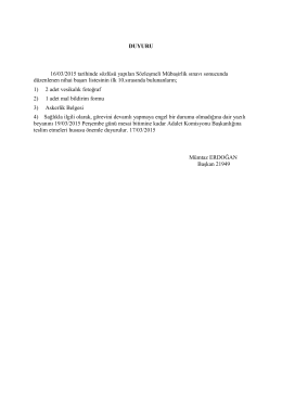 DUYURU 16/03/2015 tarihinde sözlüsü yapılan Sözleşmeli
