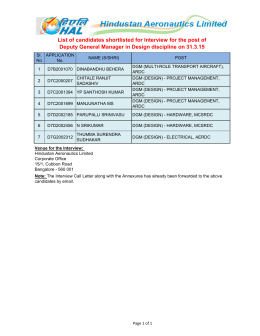 List of candidates shortlisted for Interview for the post of Deputy
