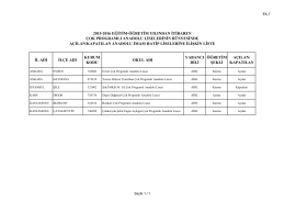 İL ADI İLÇE ADI KURUM KODU OKUL ADI YABANCI DİLİ ÖĞRETİM
