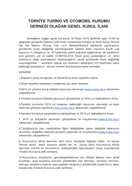 1. 2015 genel kurul daveti - Türkiye Turing ve Otomobil Kurumu