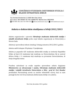 Rezultati ankete o kvalitetu doktorskih studija u Srbiji 2012/13
