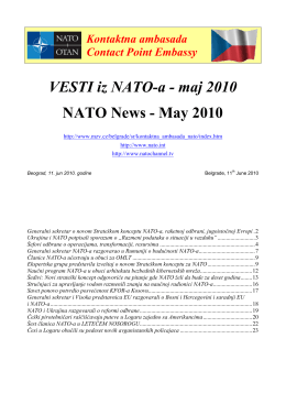 VESTI iz NATO-a - maj 2010 NATO News