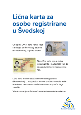 Lična karta za osobe registrirane u Švedskoj
