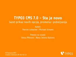 TYPO3 CMS 7.0 - Sta je novo - Sazet prikaz novih
