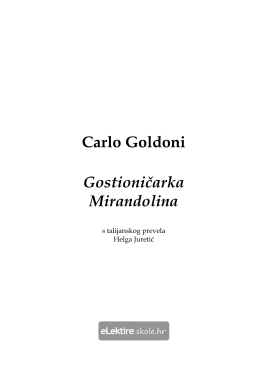 Carlo Goldoni Gostioničarka Mirandolina