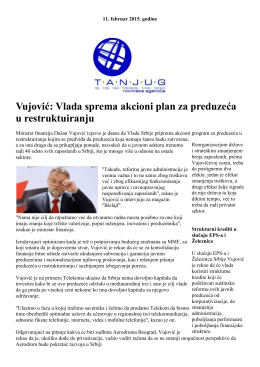 Vujović: Vlada sprema akcioni plan za preduzeća u restruktuiranju