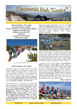 bilten-16 - Planinarski Klub GORICA – Podgorica