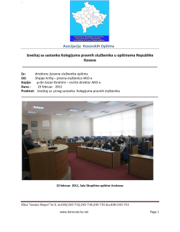 Asocijacija Kosovskih Opština Izveštaj sa sastanka Kolegijuma