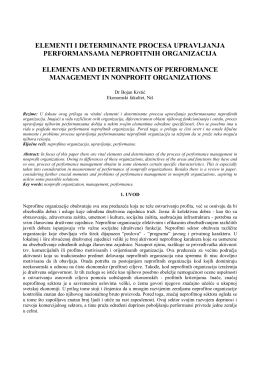 elementi i determinante procesa upravljanja performansama