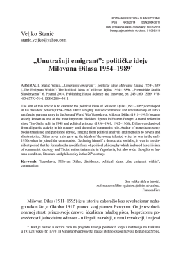 „Unutrašnji emigrant”: političke ideje Milovana Đilasa 1954–1989