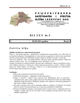 B I L T E N   br. 5 - Poljoprivredna Savetodavna i Stručna Služba Srbije