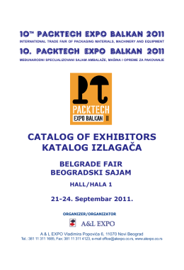 10th PACKTECH EXPO BALKAN 2011 CATALOG OF EXHIBITORS