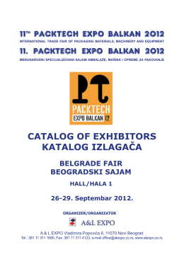 11th PACKTECH EXPO BALKAN 2012 CATALOG OF EXHIBITORS