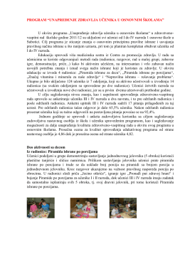 Program "Unapređenje zdravlja učenika u osnovnim školama 2012"