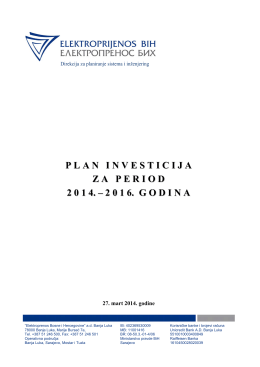 Plan investicija za period 2014.-2016. godina