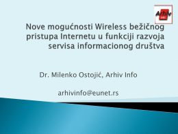 "Nove mogucnosti Wifi pristupa Internetu", Prof. Dr