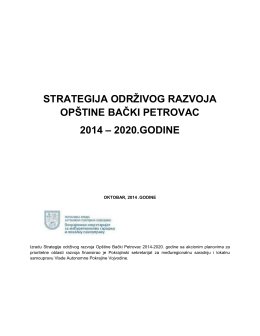 Strategija održivog razvoja Opštine Bački Petrovac 2014