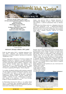 Bilten Gorica 18 - Planinarski Klub GORICA – Podgorica