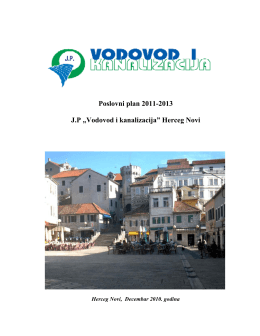 Poslovni plan 2011-2013 J.P „Vodovod i kanalizacija” Herceg Novi