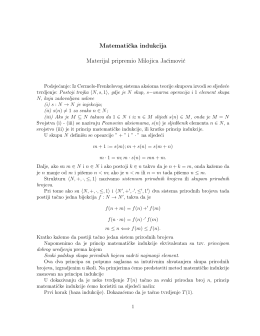 Matematicka indukcija Materijal pripremio Milojica Jacimovic