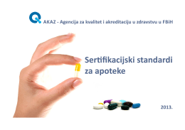 Sertifikacijski standardi za apoteke (maj 2013.)