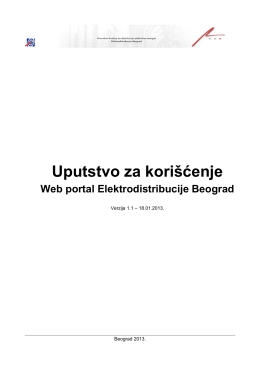 Uputstvo za korišćenje - Web Portal Elektrodistribucije Beograd