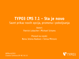 TYPO3 CMS 7.1 - Sta je novo - Sazet prikaz novih