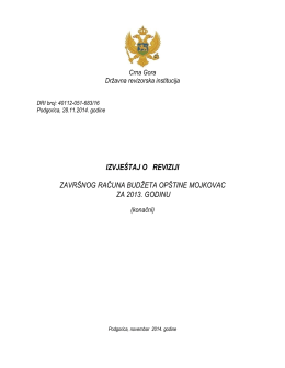 Izvještaj o reviziji Završnog računa budžeta Opštine Mojkovac za