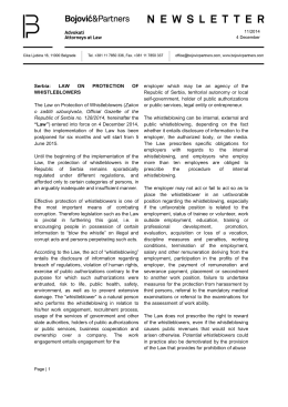 Page 1 Page | 1 11/2014 4 December Serbia: LAW ON