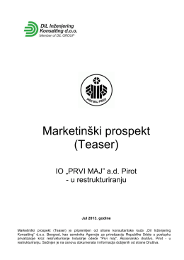 IO Prvi maj Pirot - Marketinski prospekt