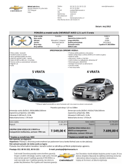 Ponuda za Chevrolet AVEO 1.2L 4 i 5 vrata