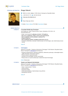 Europass CV - Fakultet za informacione tehnologije