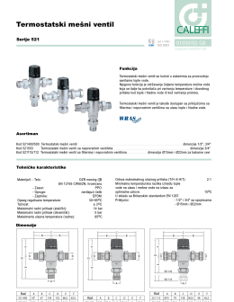 Tehnički list za Caleffi mešni ventil serije 521