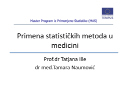 Tamara Naumović Primena statističkih metoda u medicini