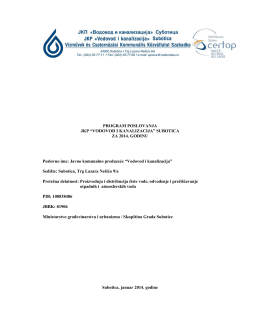 Program poslovanja za 2014 - JKP Vodovod i Kanalizacija