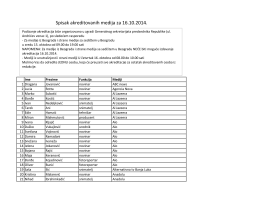 Spisak akreditovanih medija za 16.10.2014.