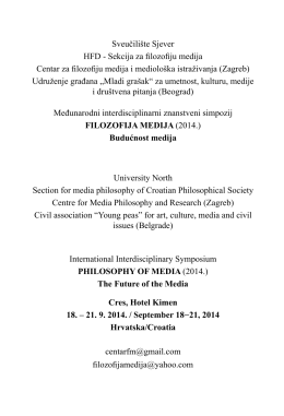 Sekcija za filozofiju medija Centar za filozofiju medija i mediološka
