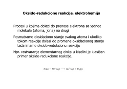 Oksido-redukcione reakcije, elektrohemija Procesi u kojima dolazi